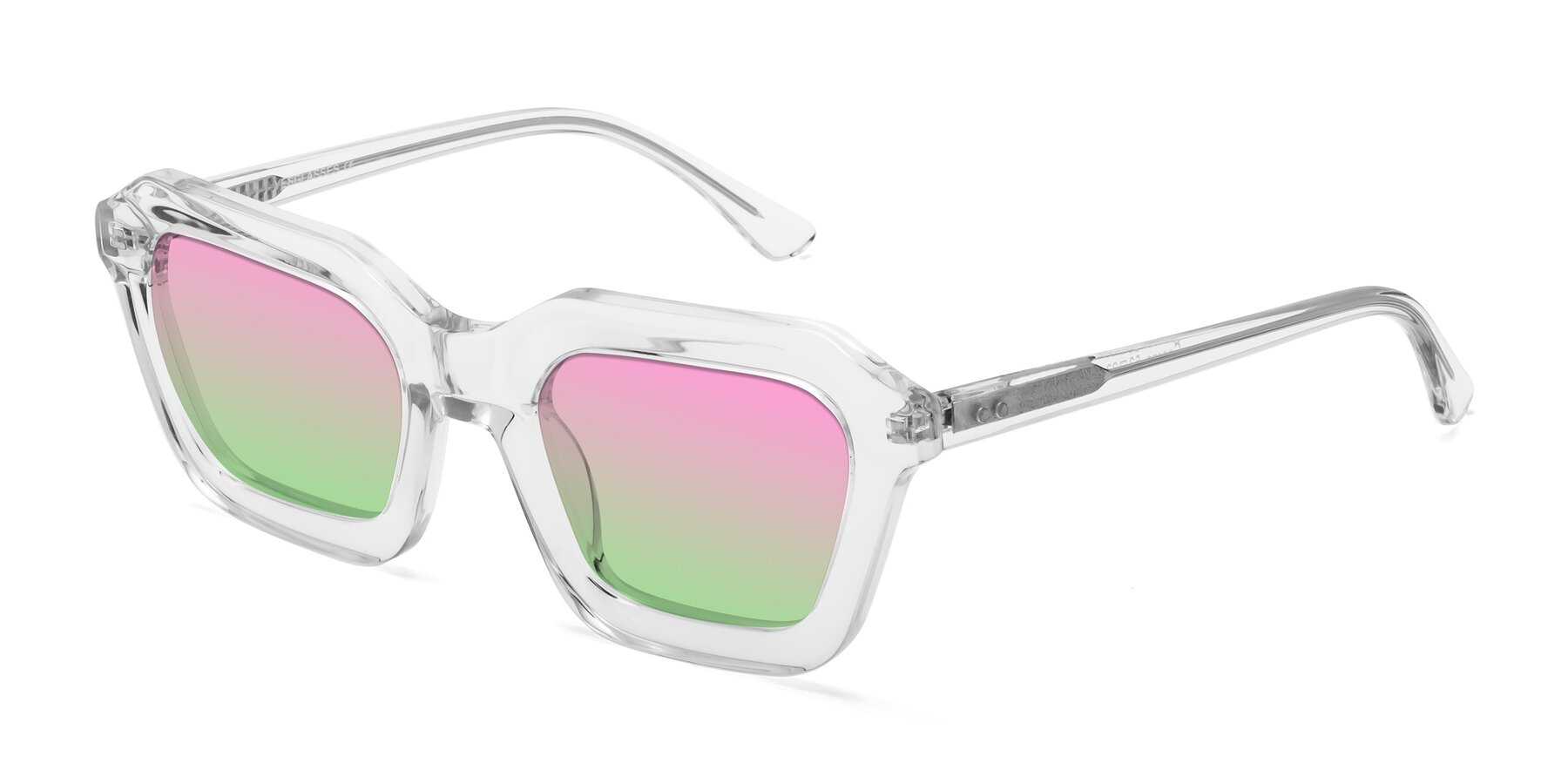 Angle of George in Clear with Pink / Green Gradient Lenses