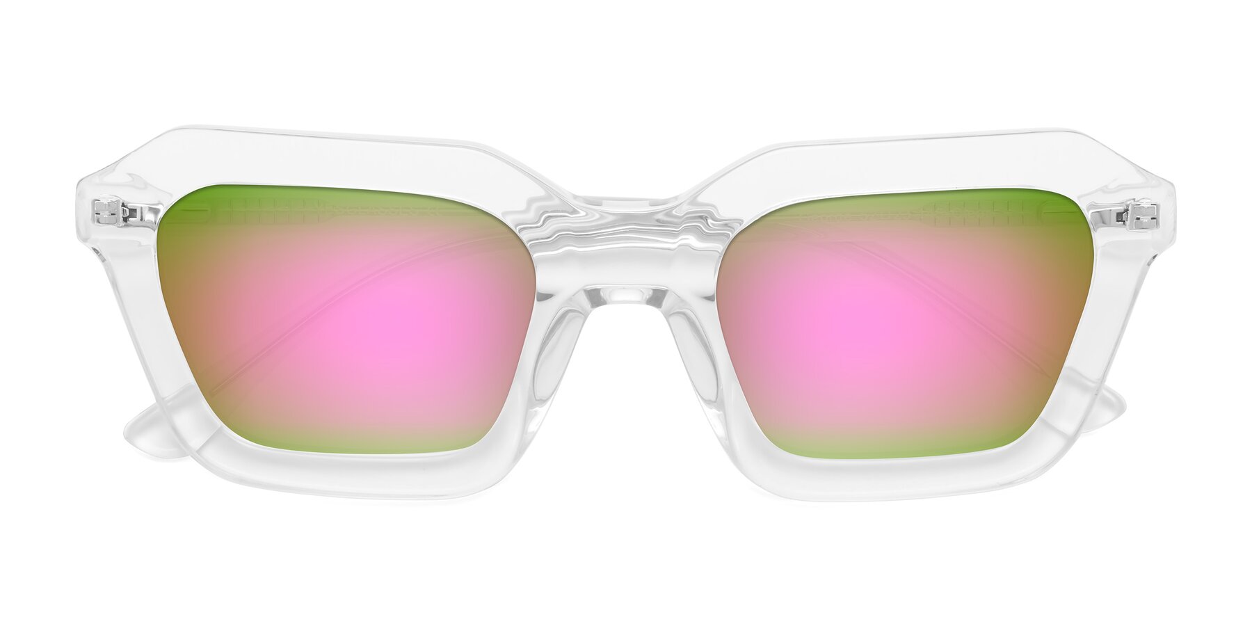 Folded Front of George in Clear with Pink Mirrored Lenses