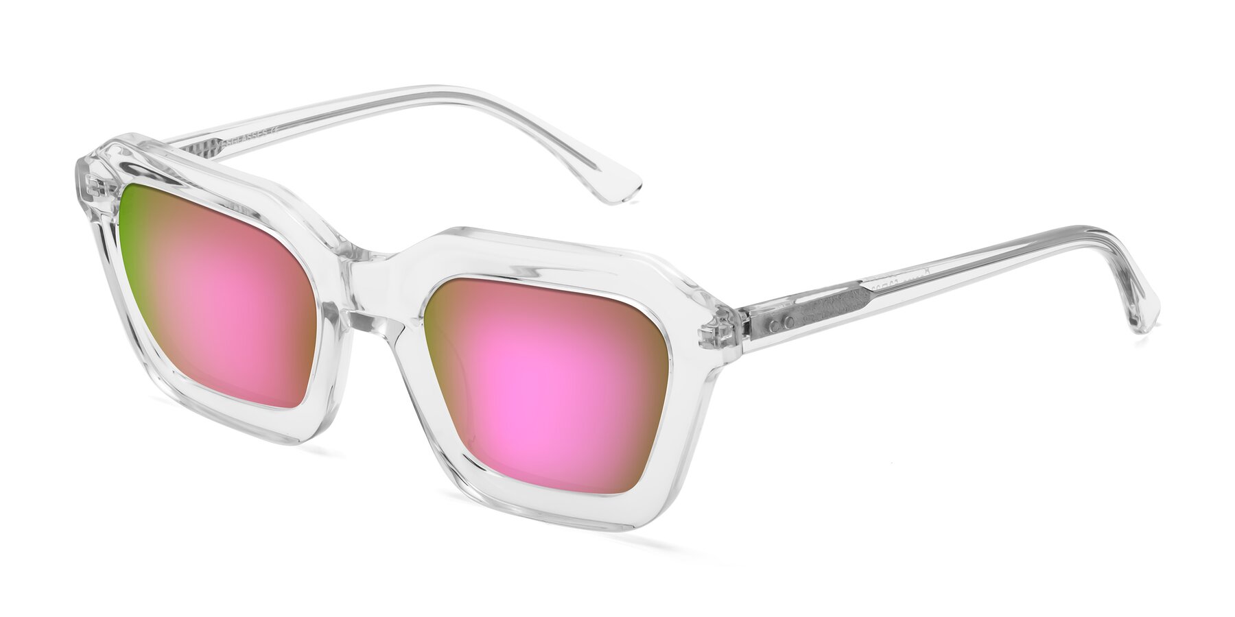 Angle of George in Clear with Pink Mirrored Lenses