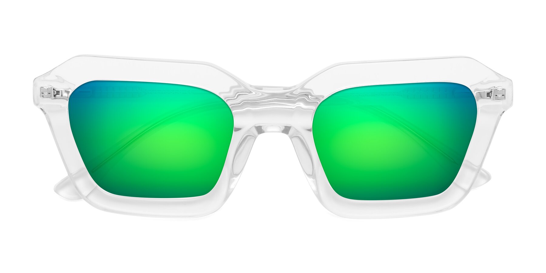 Folded Front of George in Clear with Green Mirrored Lenses
