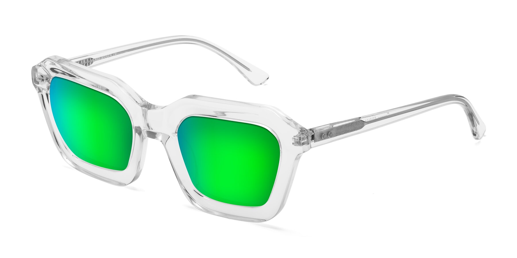 Angle of George in Clear with Green Mirrored Lenses