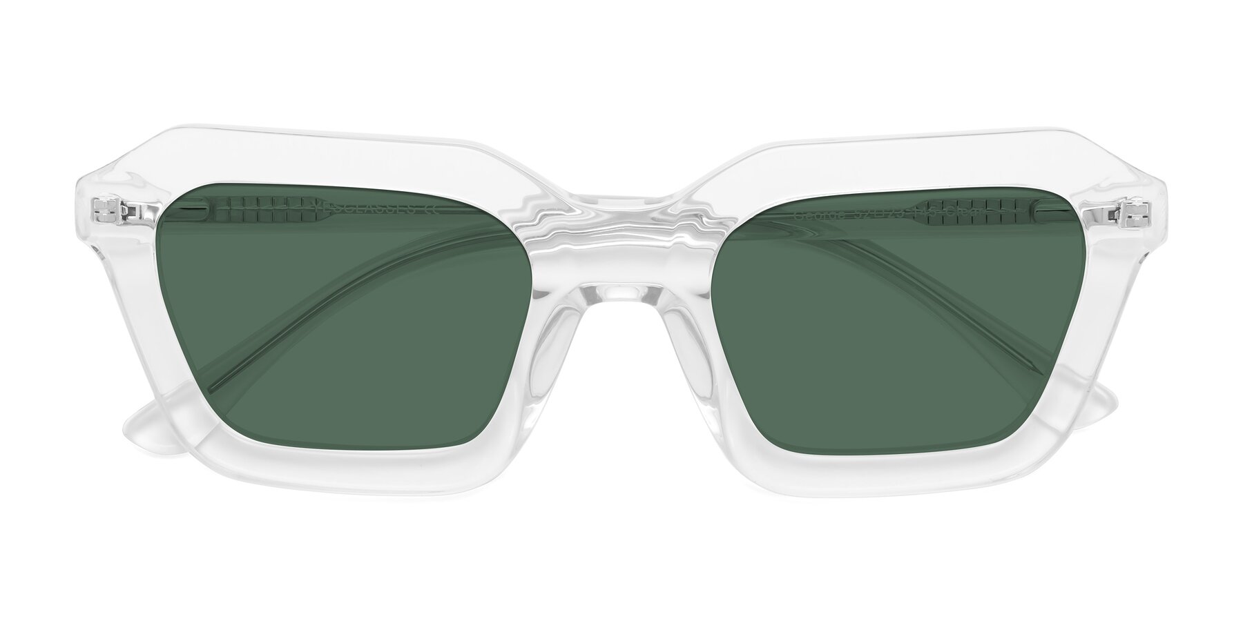Folded Front of George in Clear with Green Polarized Lenses