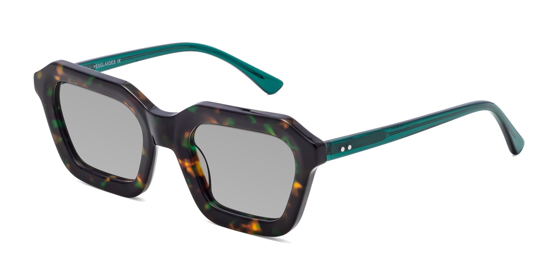Angle of George in Green Tortoise with Light Gray Tinted Lenses