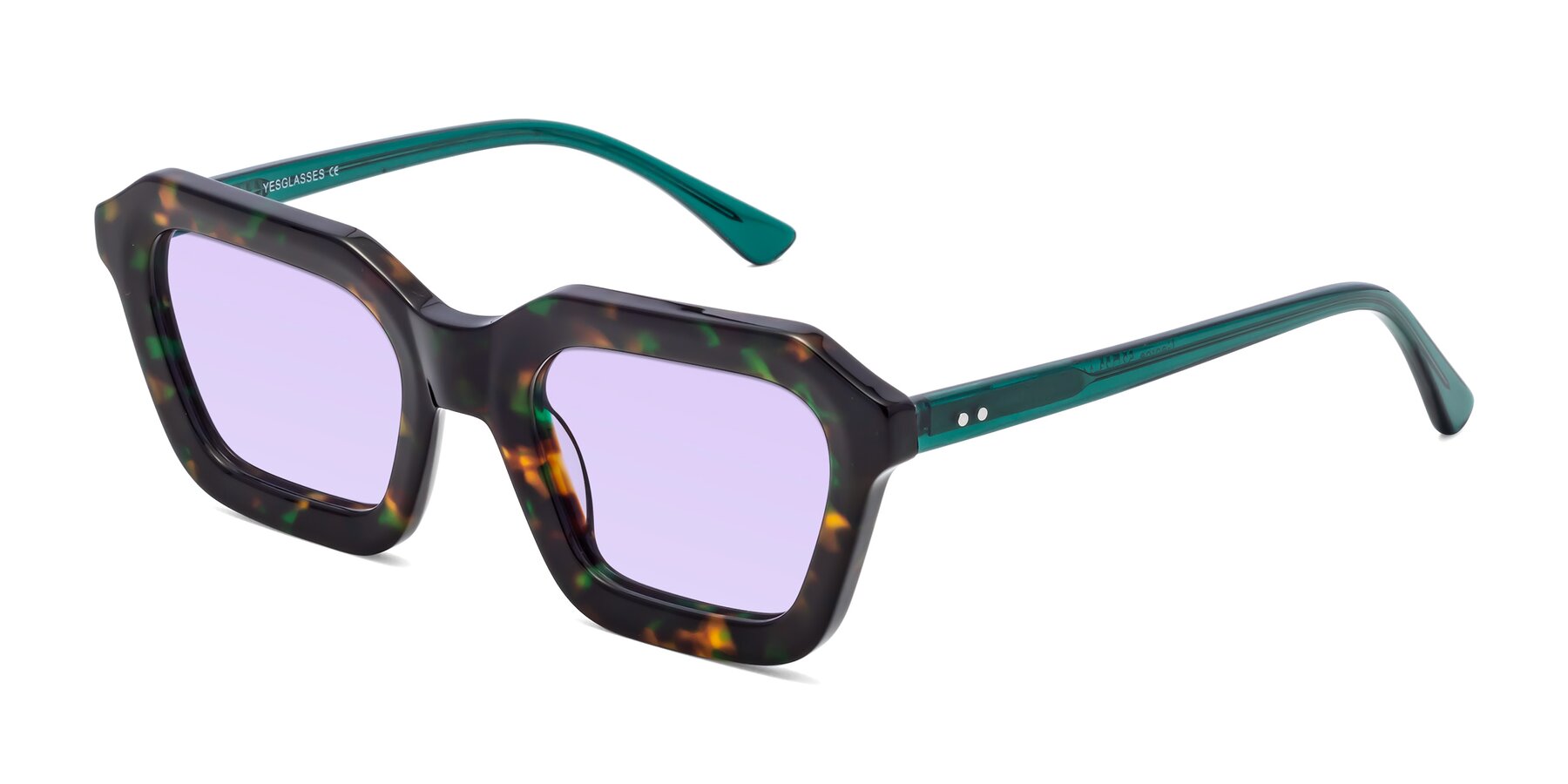 Angle of George in Green Tortoise with Light Purple Tinted Lenses