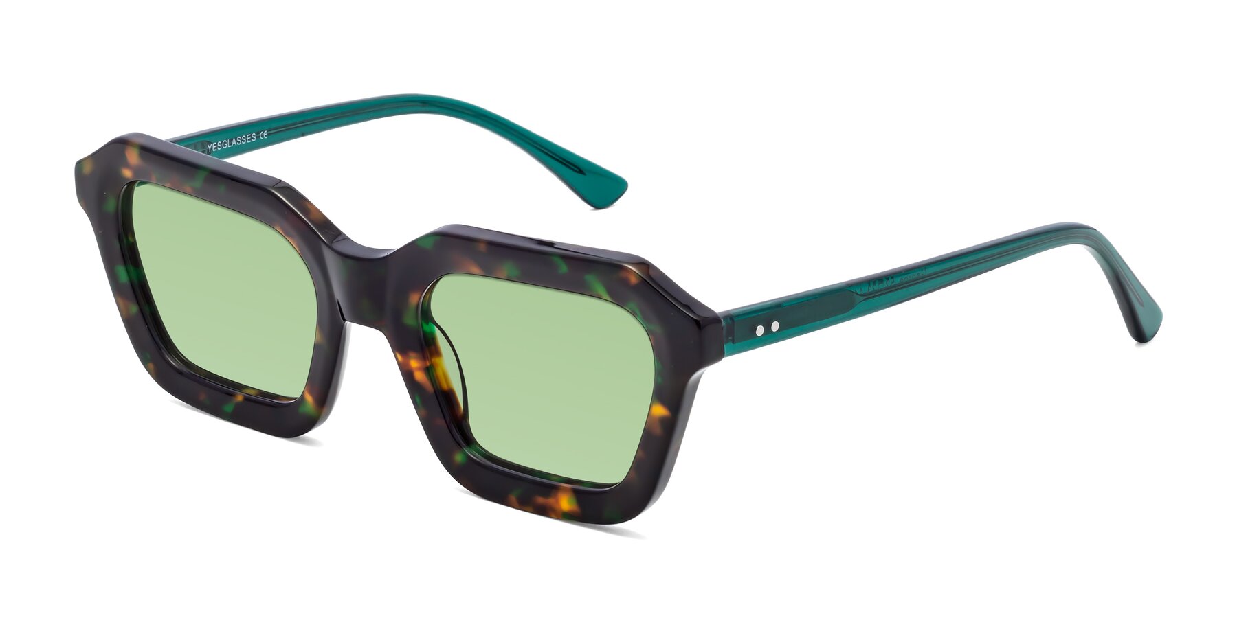 Angle of George in Green Tortoise with Medium Green Tinted Lenses