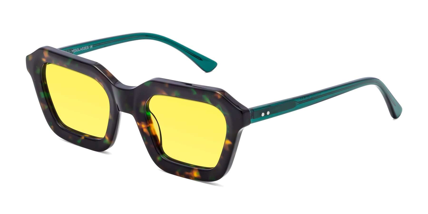 Angle of George in Green Tortoise with Medium Yellow Tinted Lenses