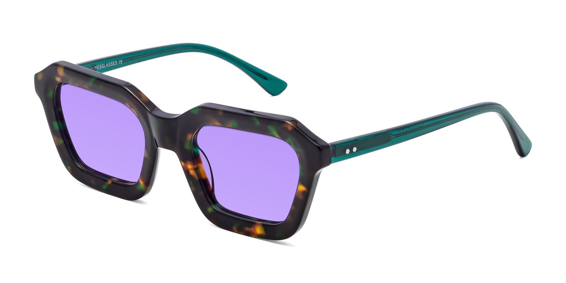 Angle of George in Green Tortoise with Medium Purple Tinted Lenses