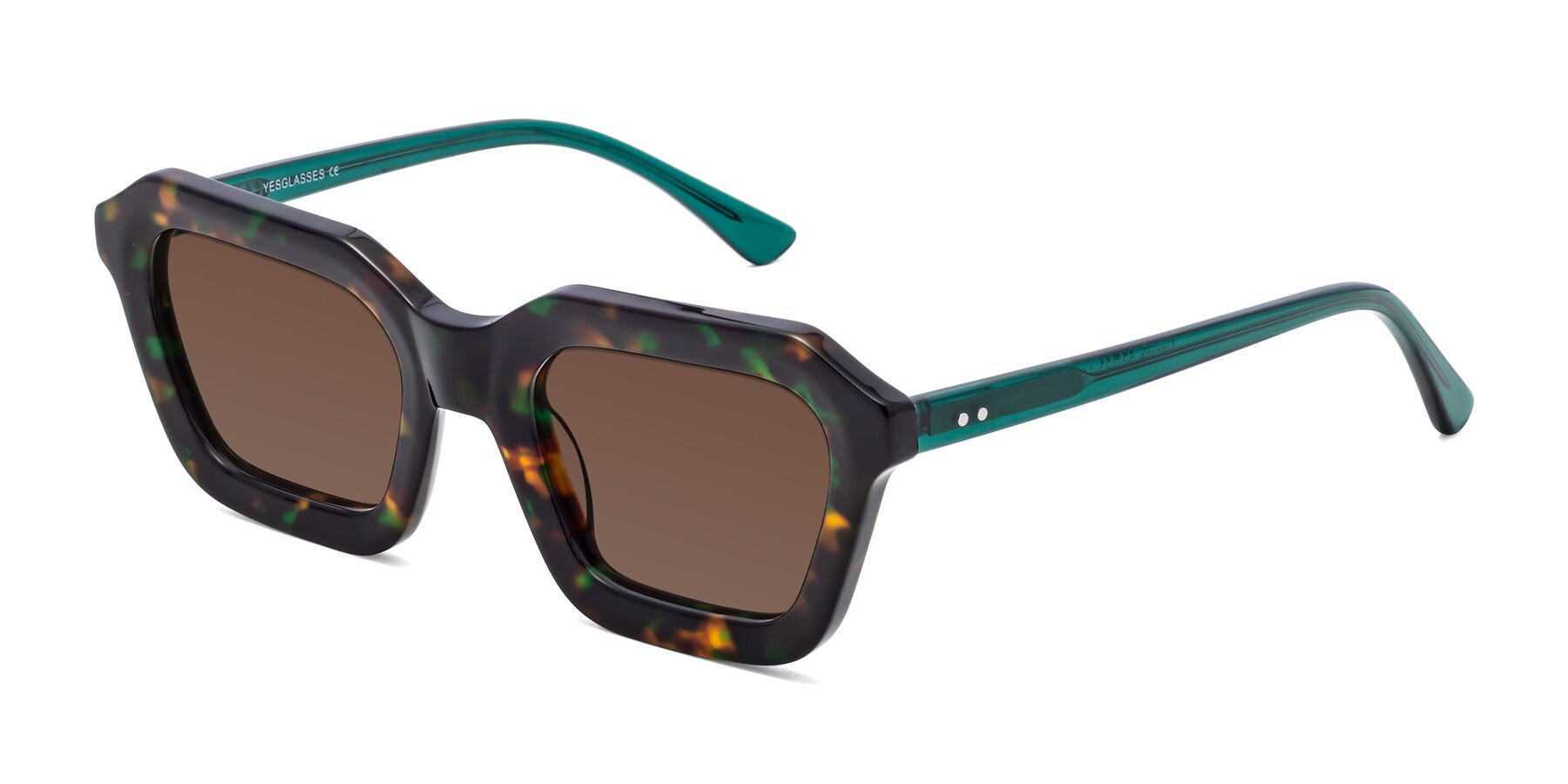 Angle of George in Green Tortoise with Brown Tinted Lenses