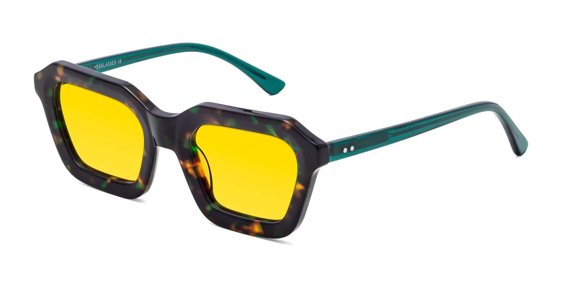 Angle of George in Green Tortoise with Yellow Tinted Lenses