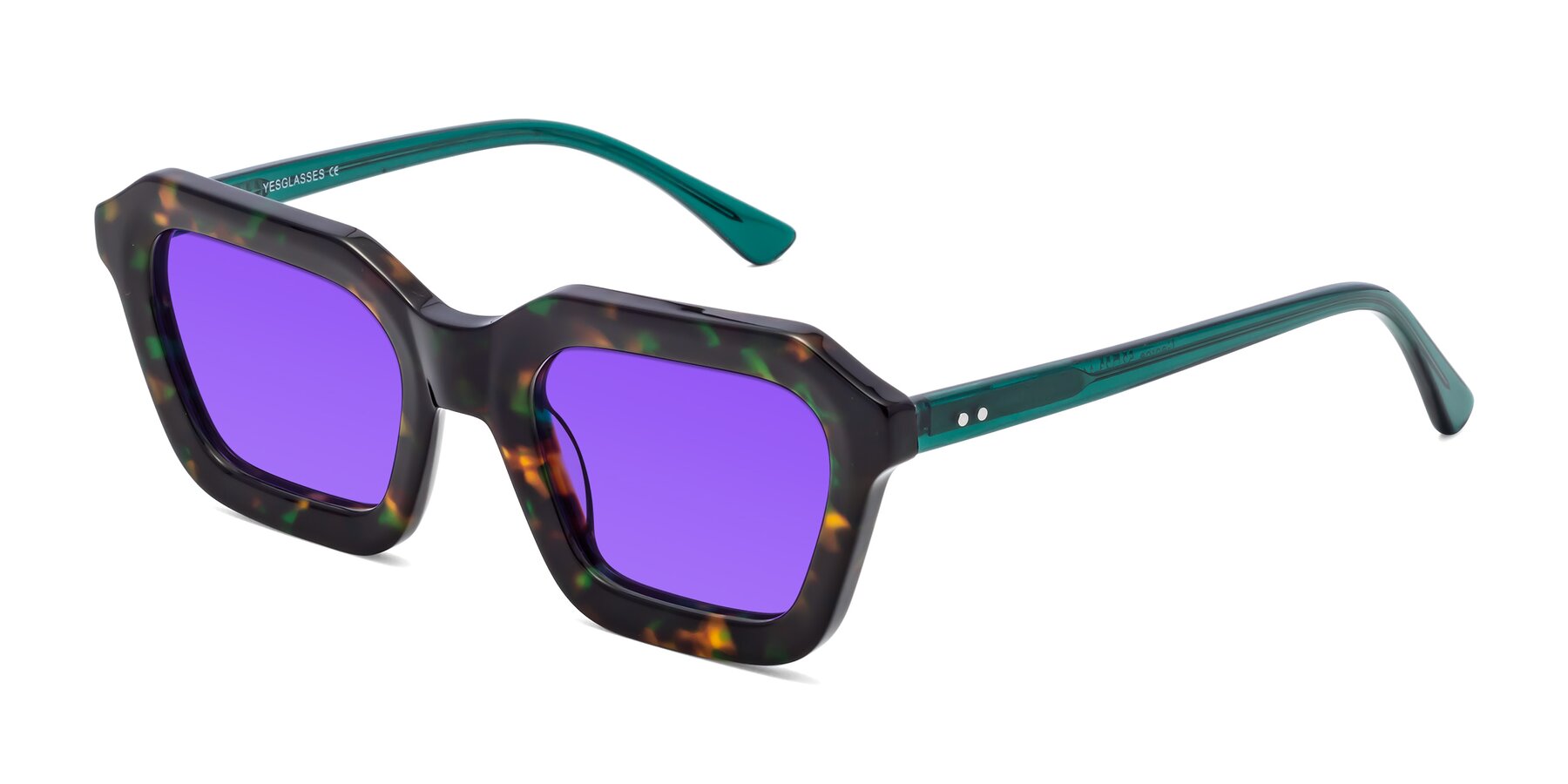 Angle of George in Green Tortoise with Purple Tinted Lenses