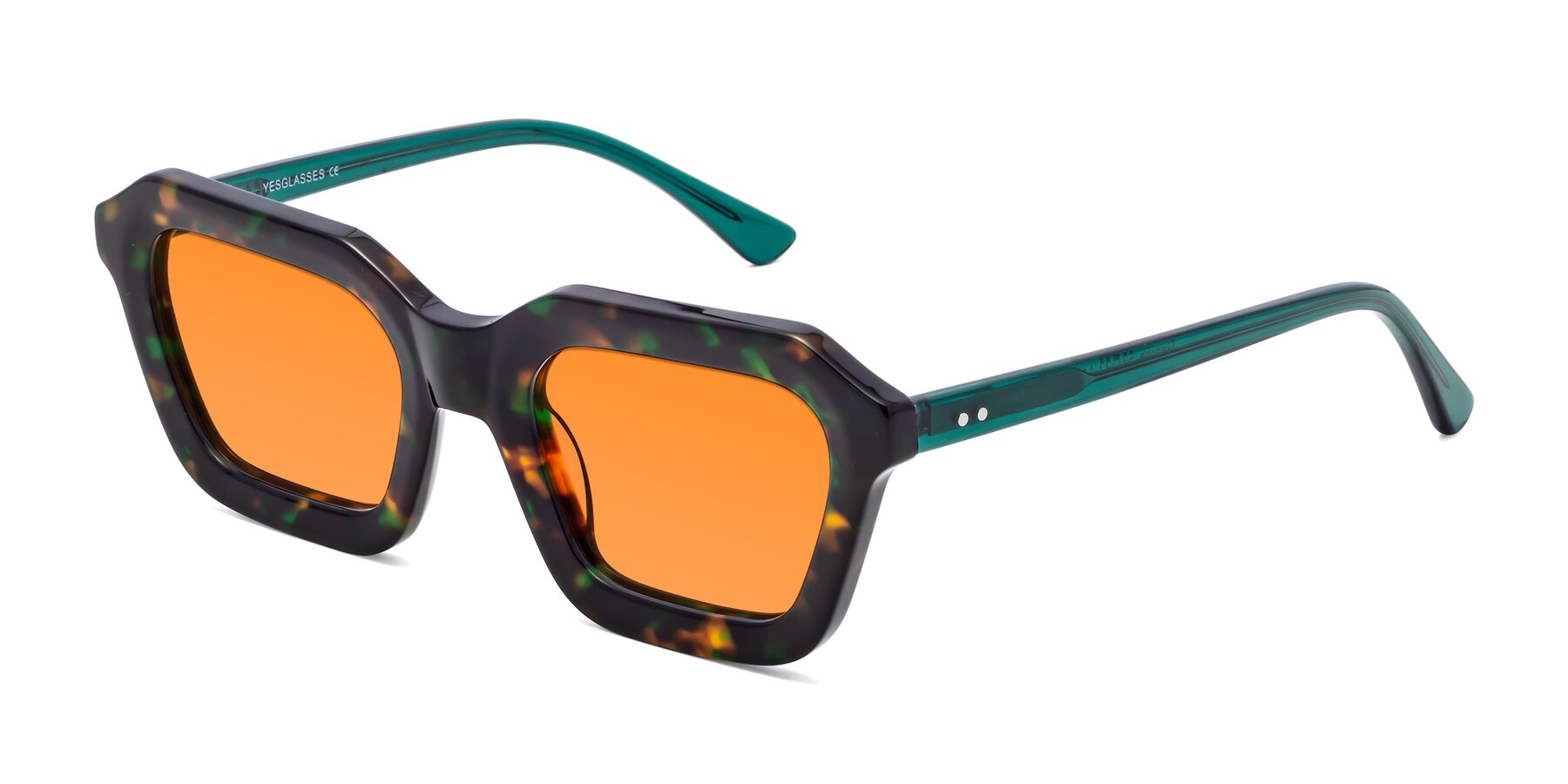 Angle of George in Green Tortoise with Orange Tinted Lenses