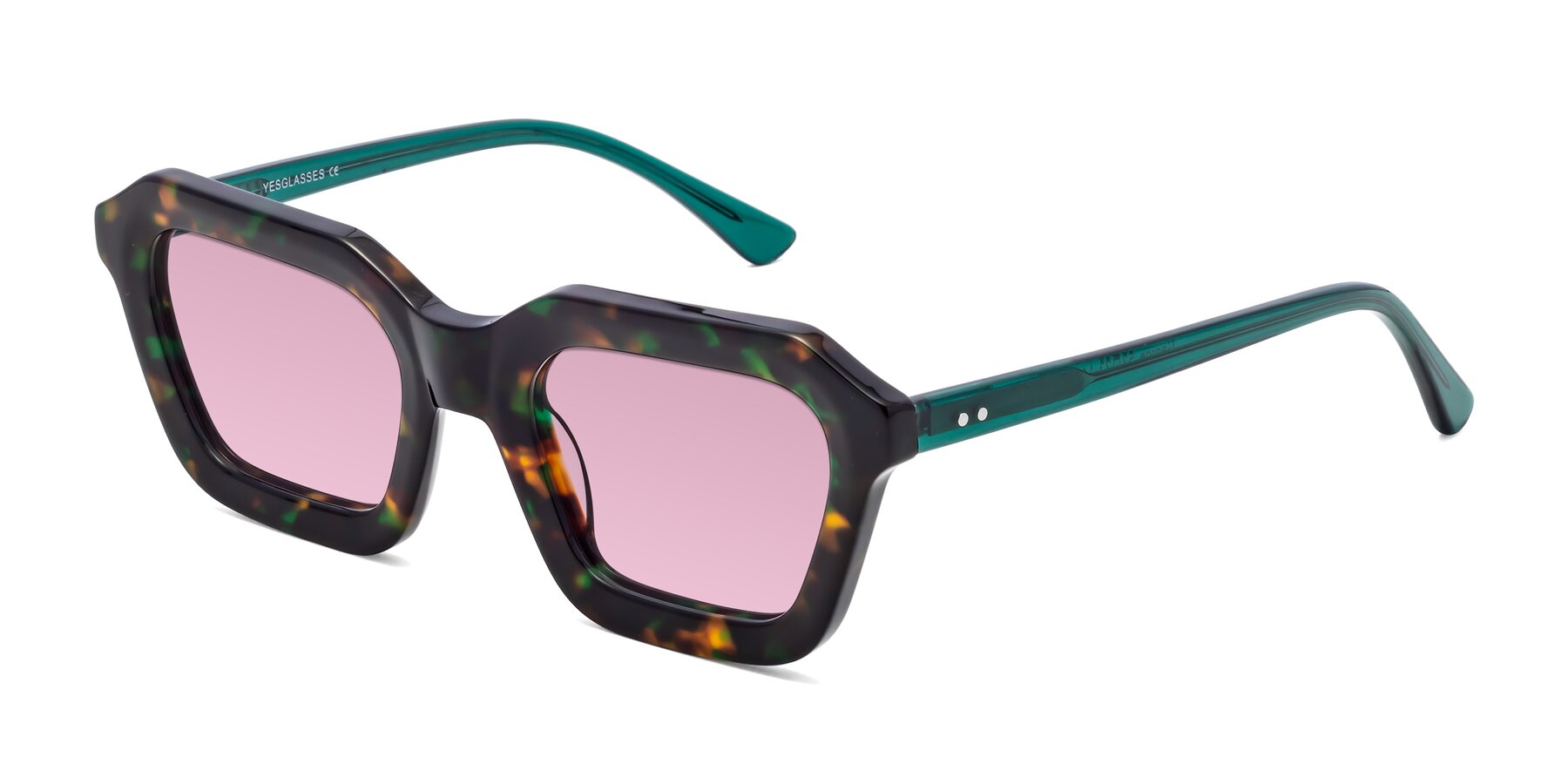 Angle of George in Green Tortoise with Light Wine Tinted Lenses