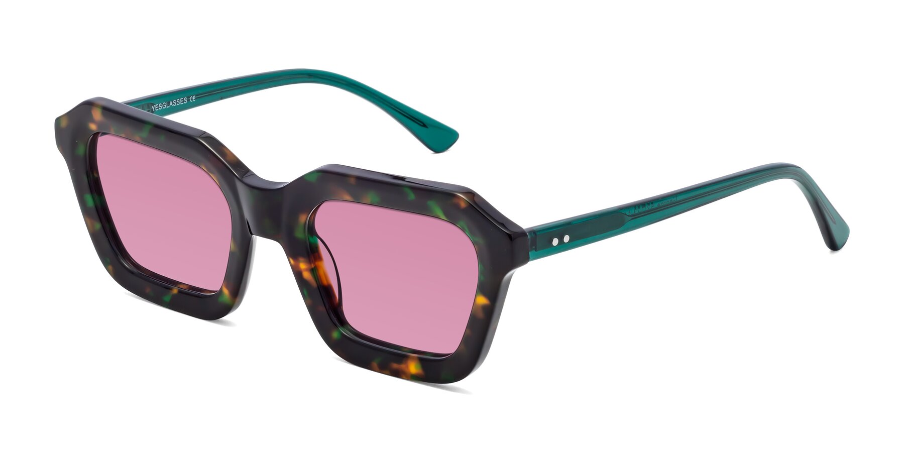 Angle of George in Green Tortoise with Medium Wine Tinted Lenses