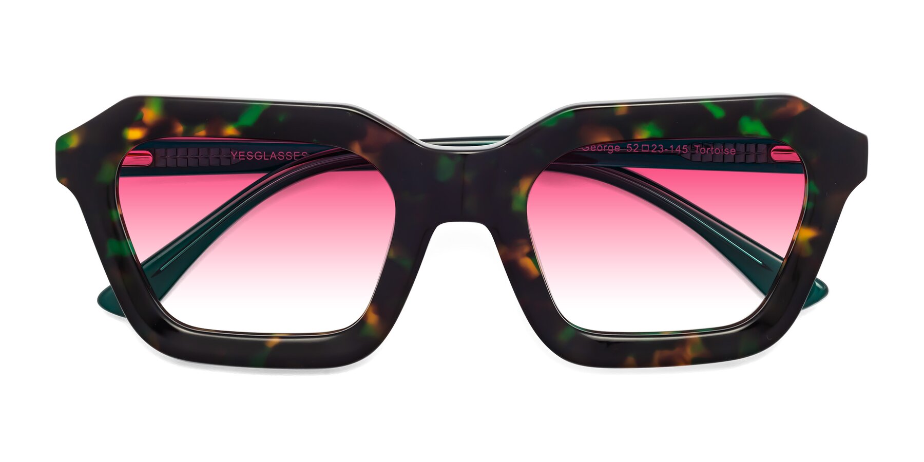 Folded Front of George in Green Tortoise with Pink Gradient Lenses