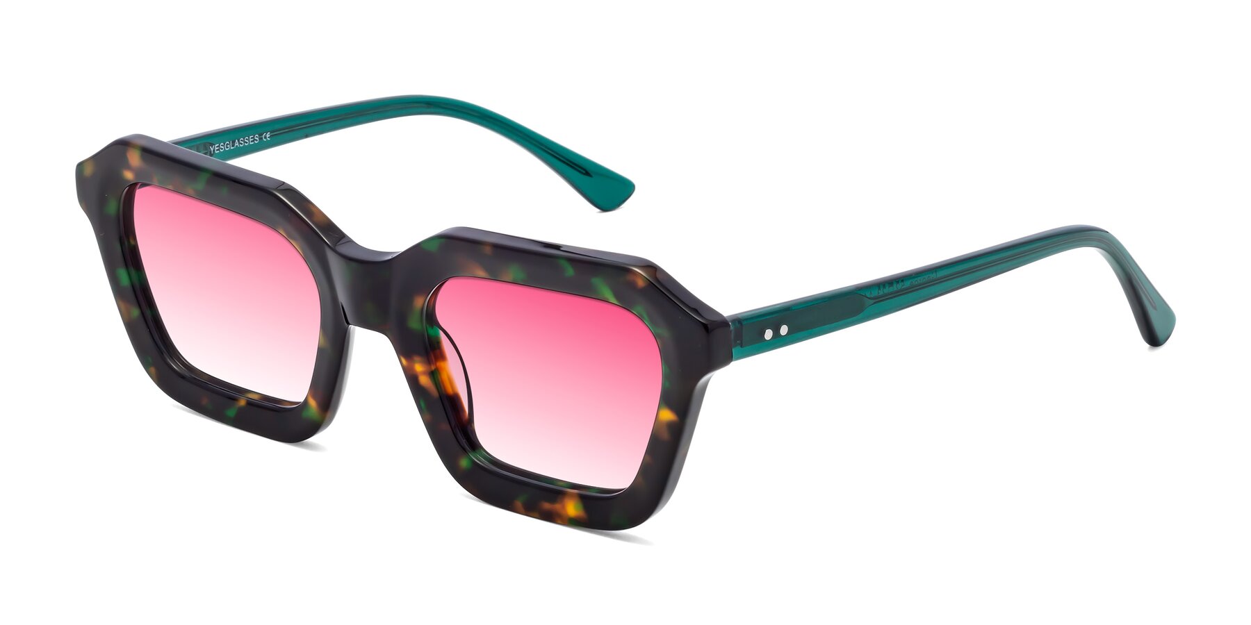 Angle of George in Green Tortoise with Pink Gradient Lenses