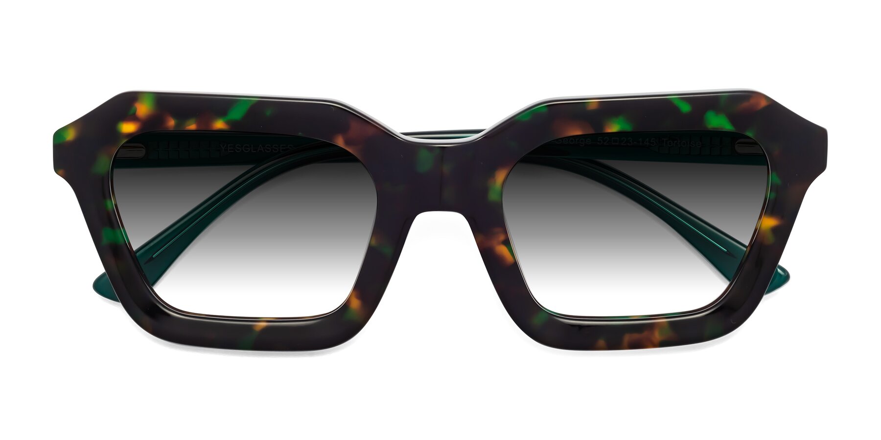 Folded Front of George in Green Tortoise with Gray Gradient Lenses