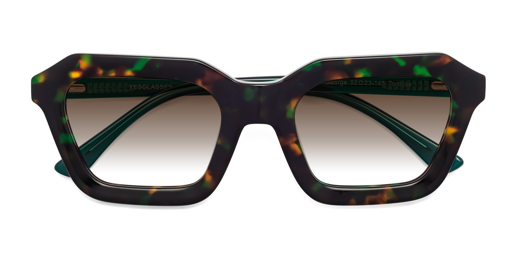 Folded Front of George in Green Tortoise with Brown Gradient Lenses
