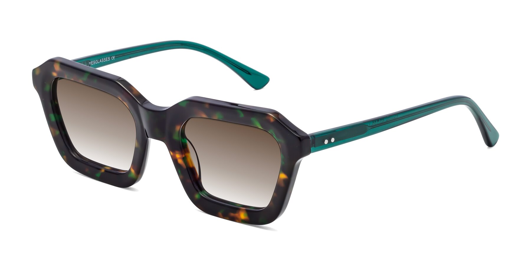 Angle of George in Green Tortoise with Brown Gradient Lenses