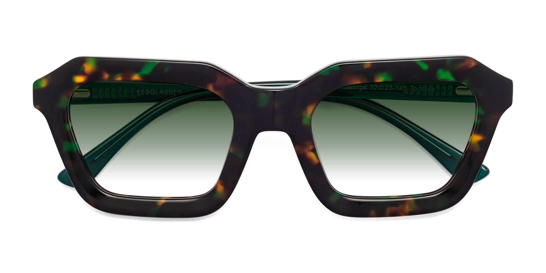 Folded Front of George in Green Tortoise with Green Gradient Lenses