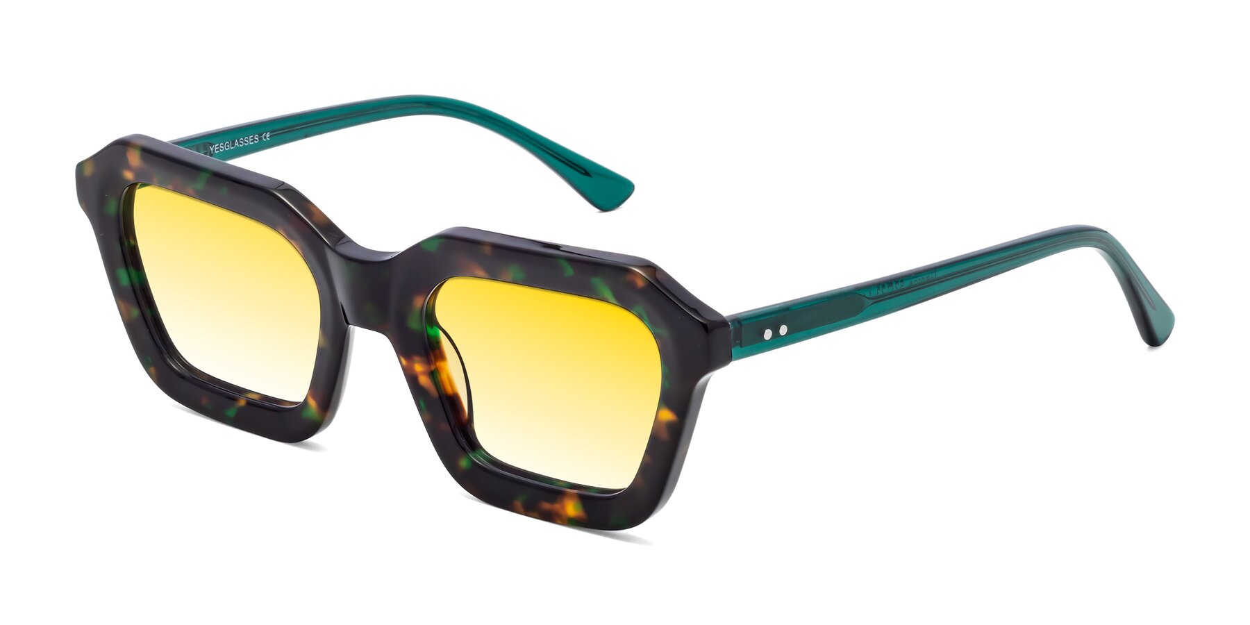 Angle of George in Green Tortoise with Yellow Gradient Lenses