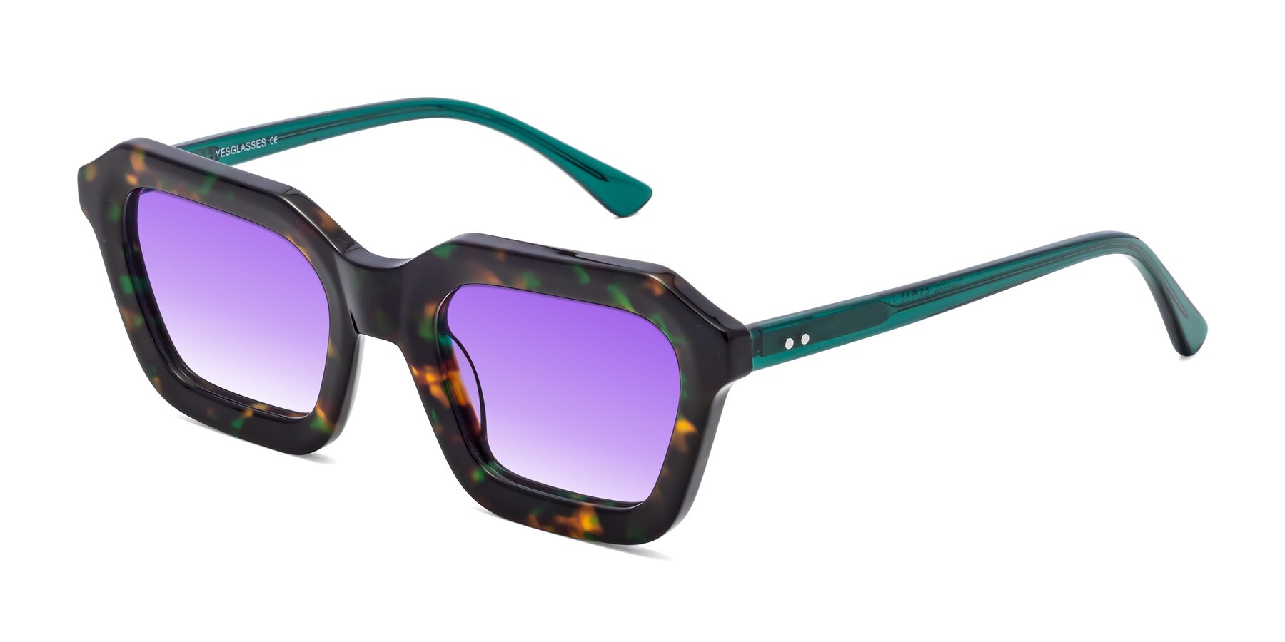 Angle of George in Green Tortoise with Purple Gradient Lenses