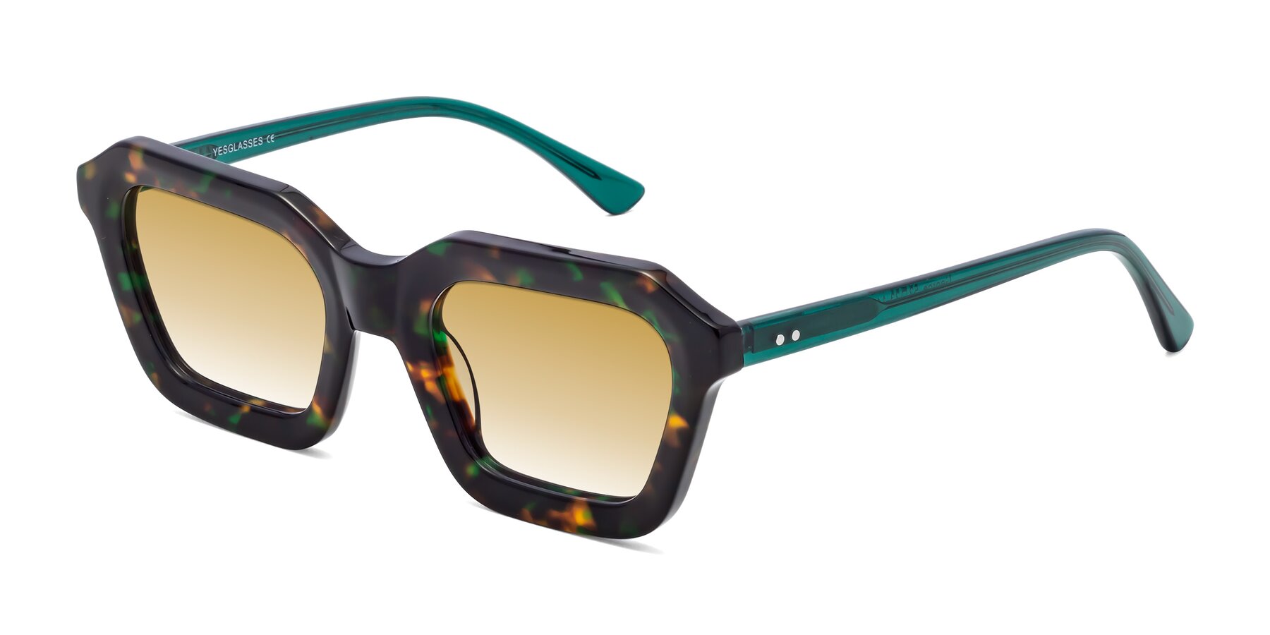 Angle of George in Green Tortoise with Champagne Gradient Lenses