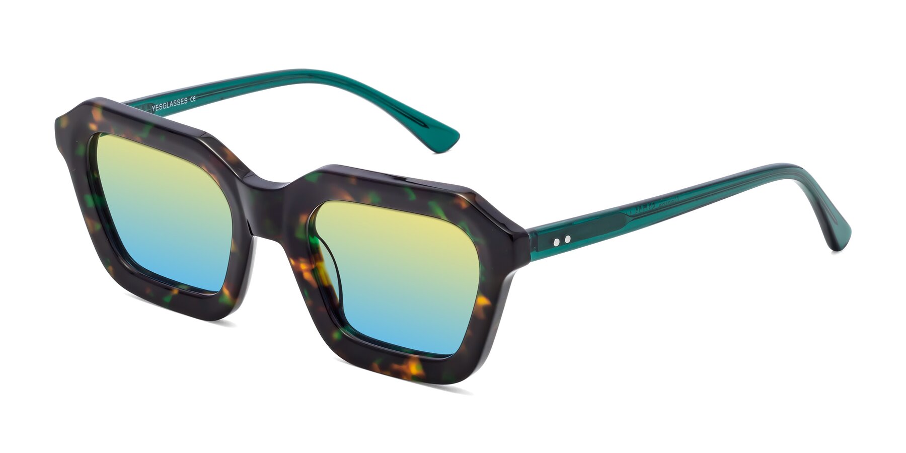 Angle of George in Green Tortoise with Yellow / Blue Gradient Lenses