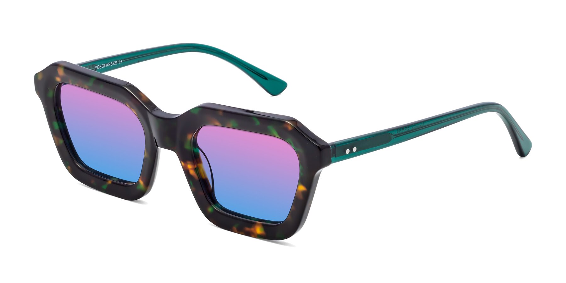 Angle of George in Green Tortoise with Pink / Blue Gradient Lenses