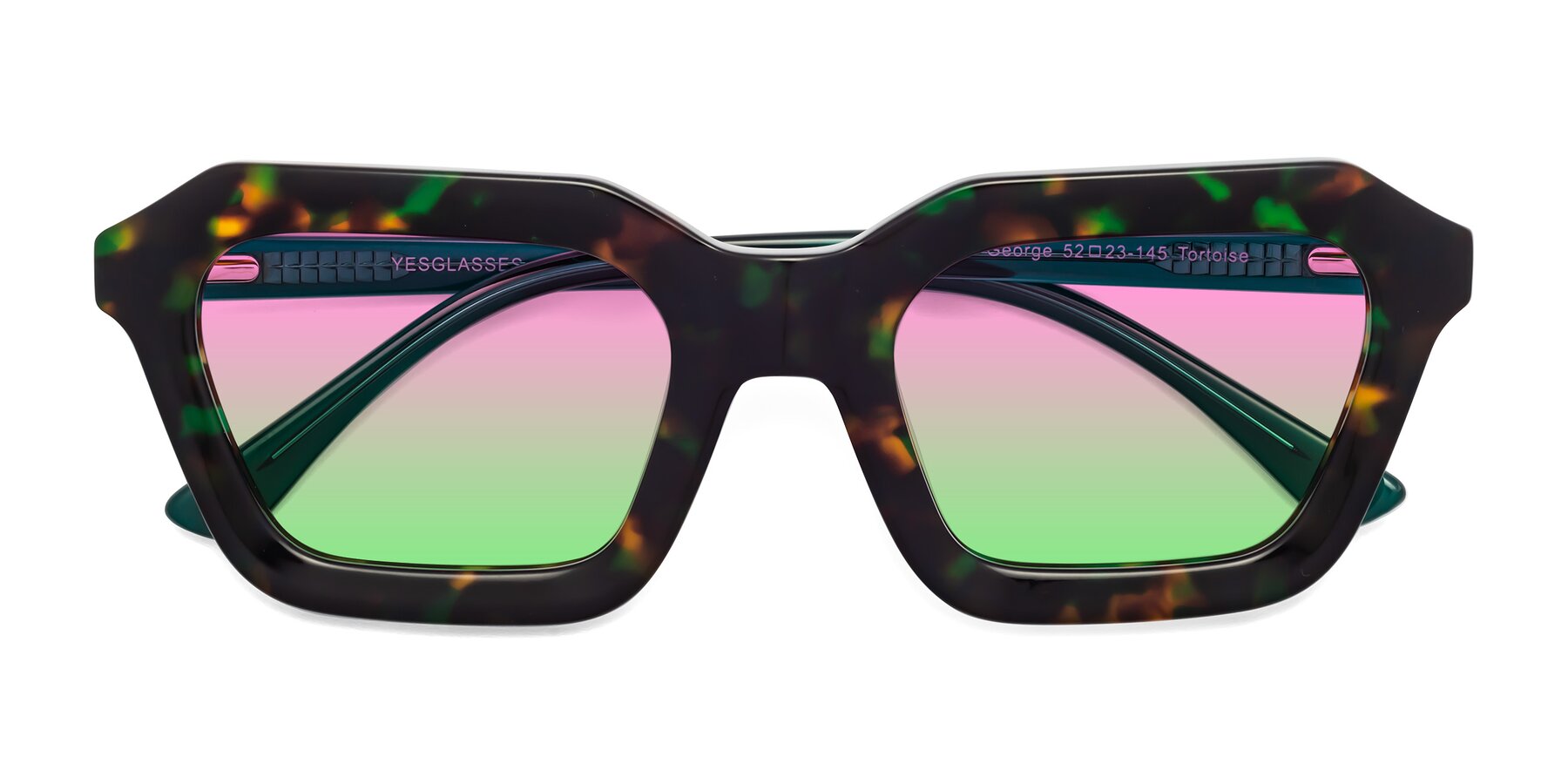 Folded Front of George in Green Tortoise with Pink / Green Gradient Lenses
