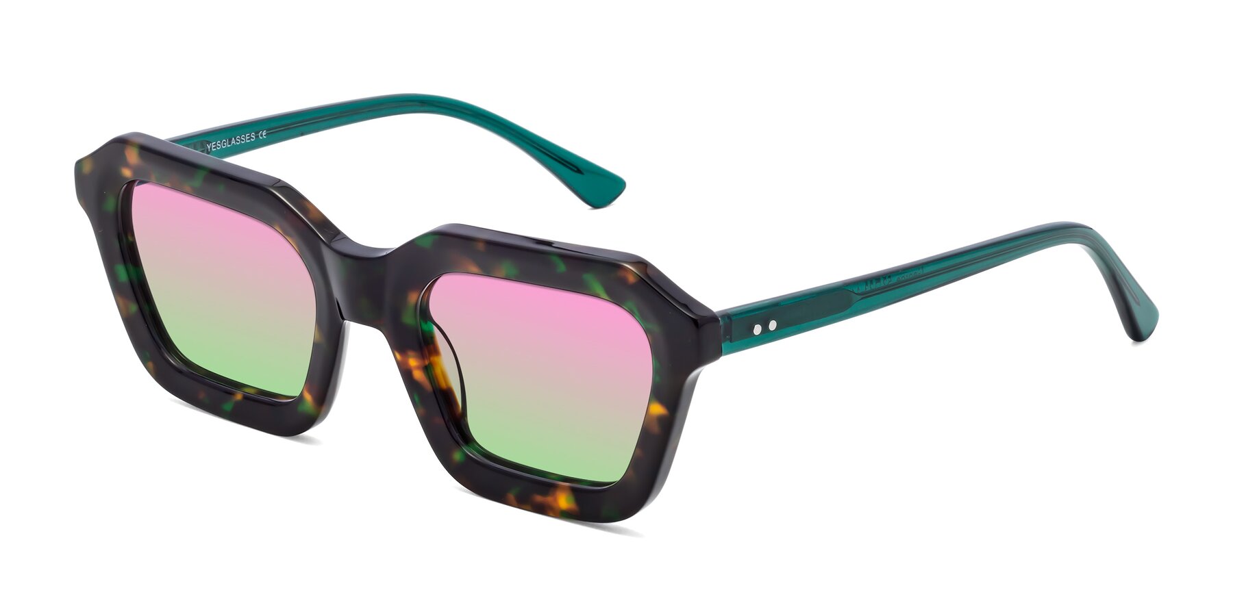 Angle of George in Green Tortoise with Pink / Green Gradient Lenses