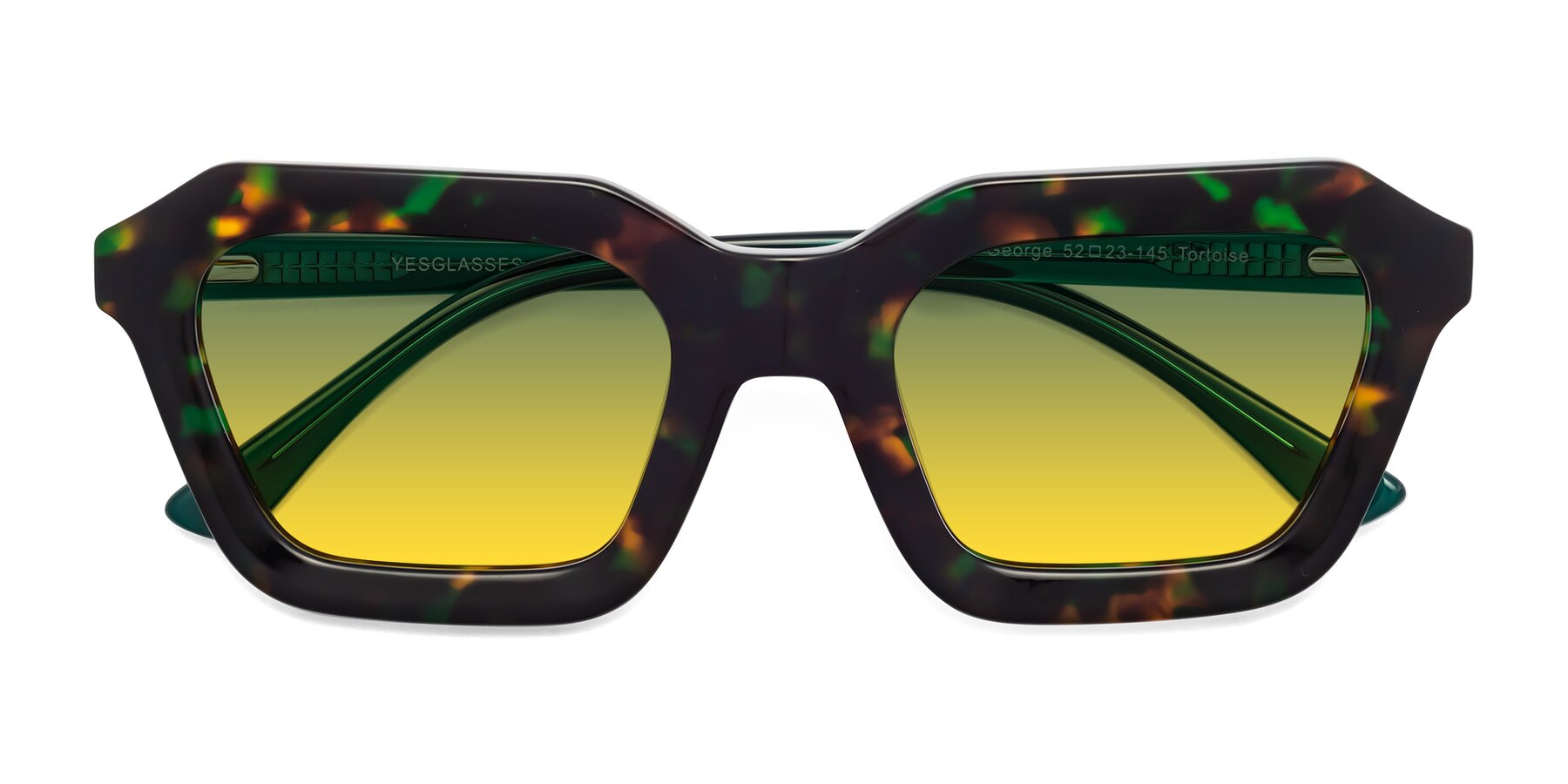 Folded Front of George in Green Tortoise with Green / Yellow Gradient Lenses