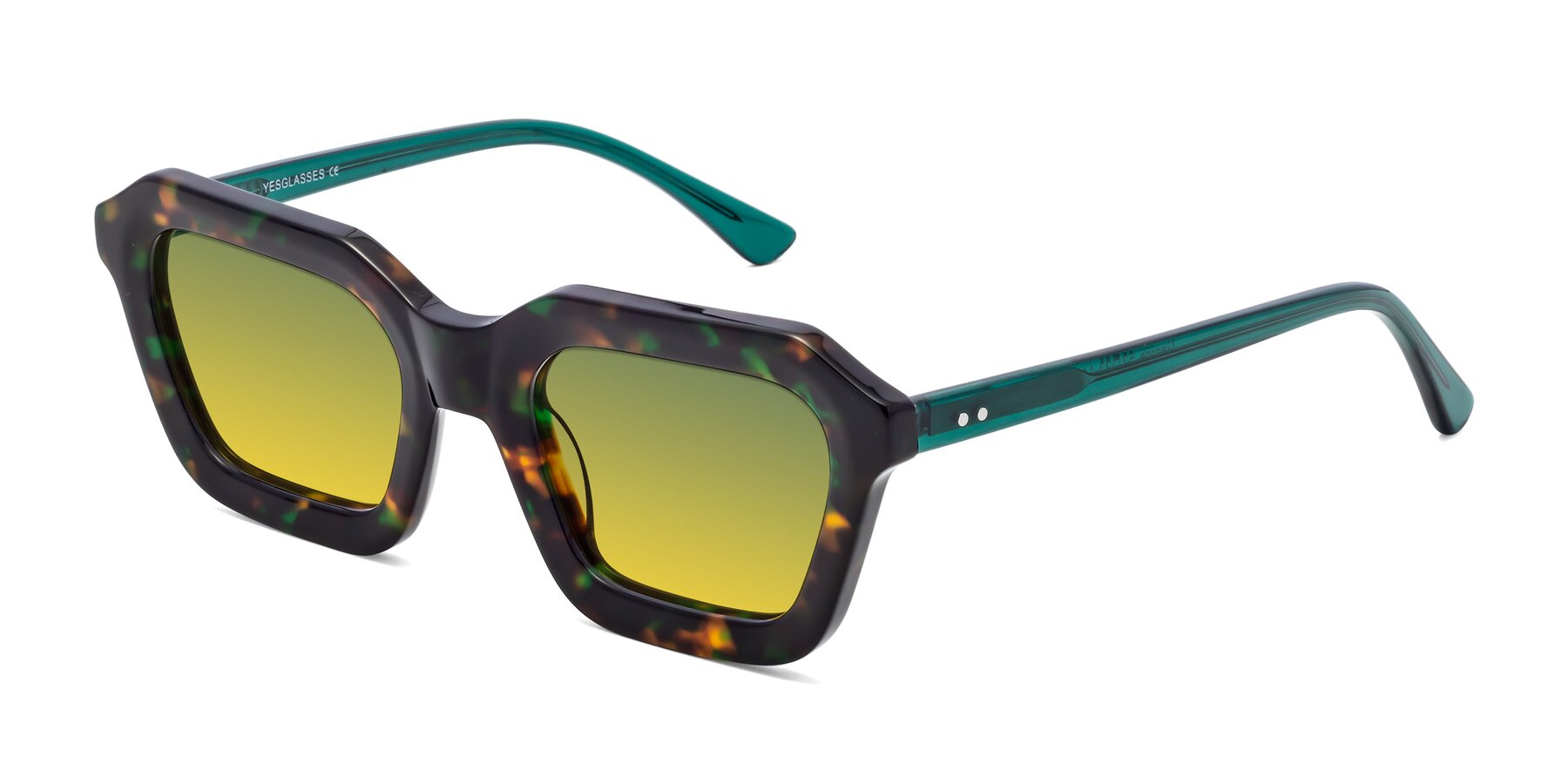 Angle of George in Green Tortoise with Green / Yellow Gradient Lenses