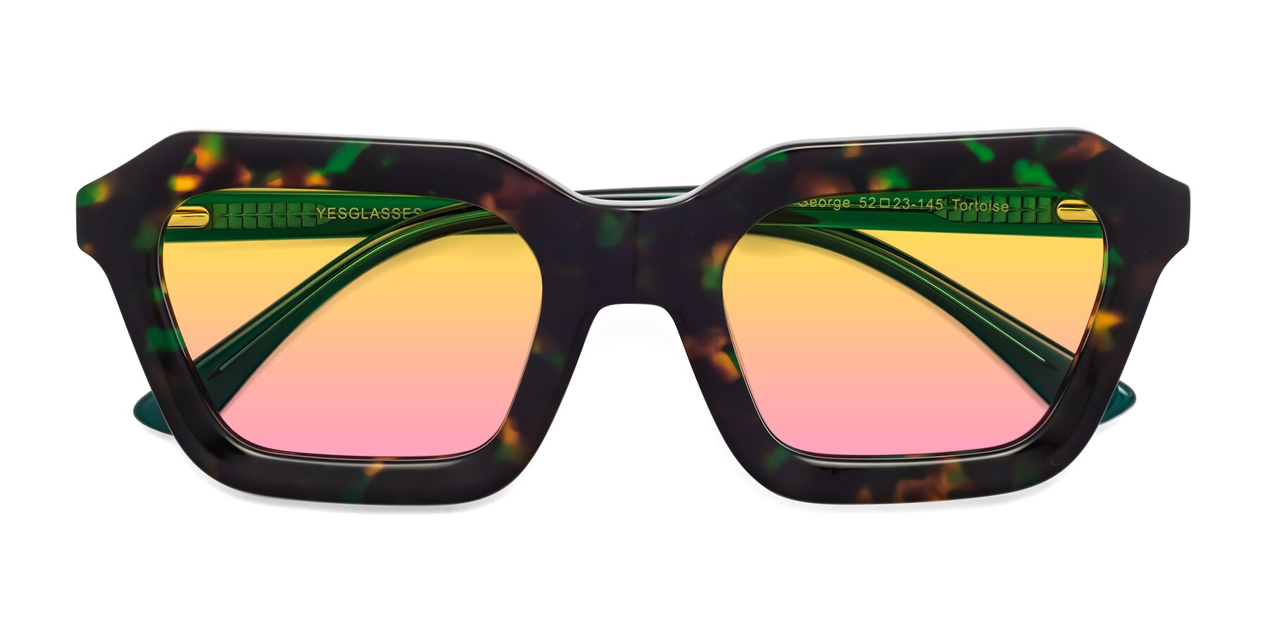 Folded Front of George in Green Tortoise with Yellow / Pink Gradient Lenses