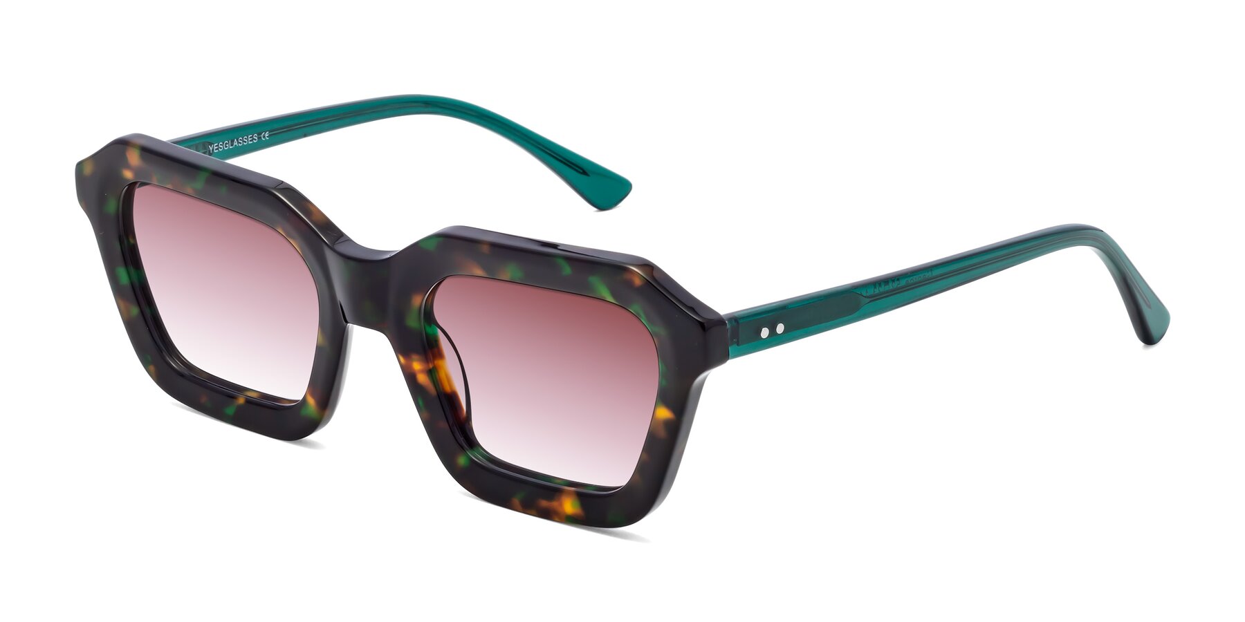 Angle of George in Green Tortoise with Garnet Gradient Lenses