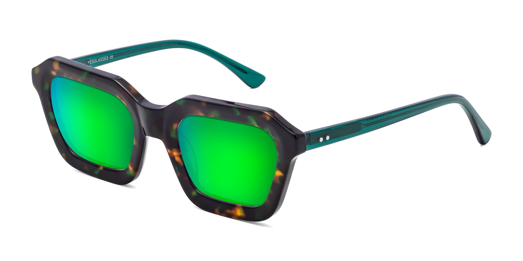 Angle of George in Green Tortoise with Green Mirrored Lenses