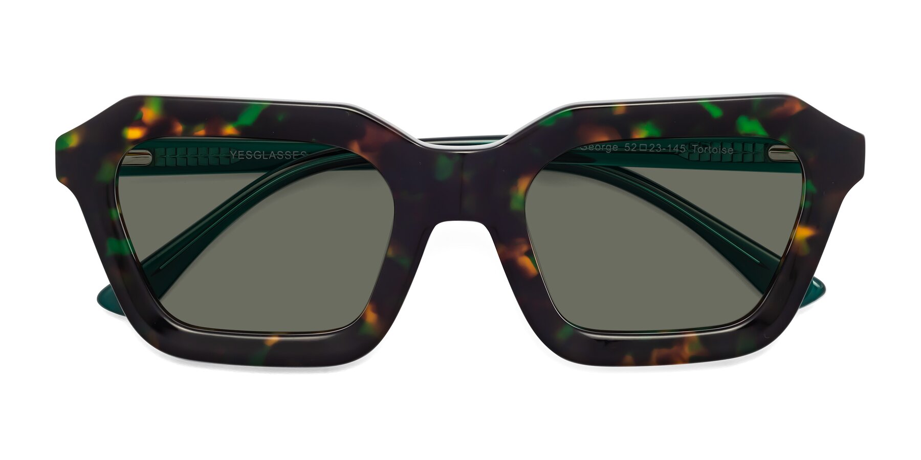 Folded Front of George in Green Tortoise with Gray Polarized Lenses