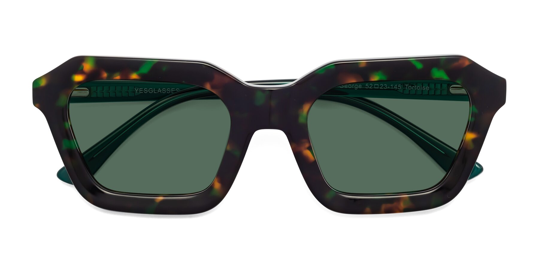 Folded Front of George in Green Tortoise with Green Polarized Lenses