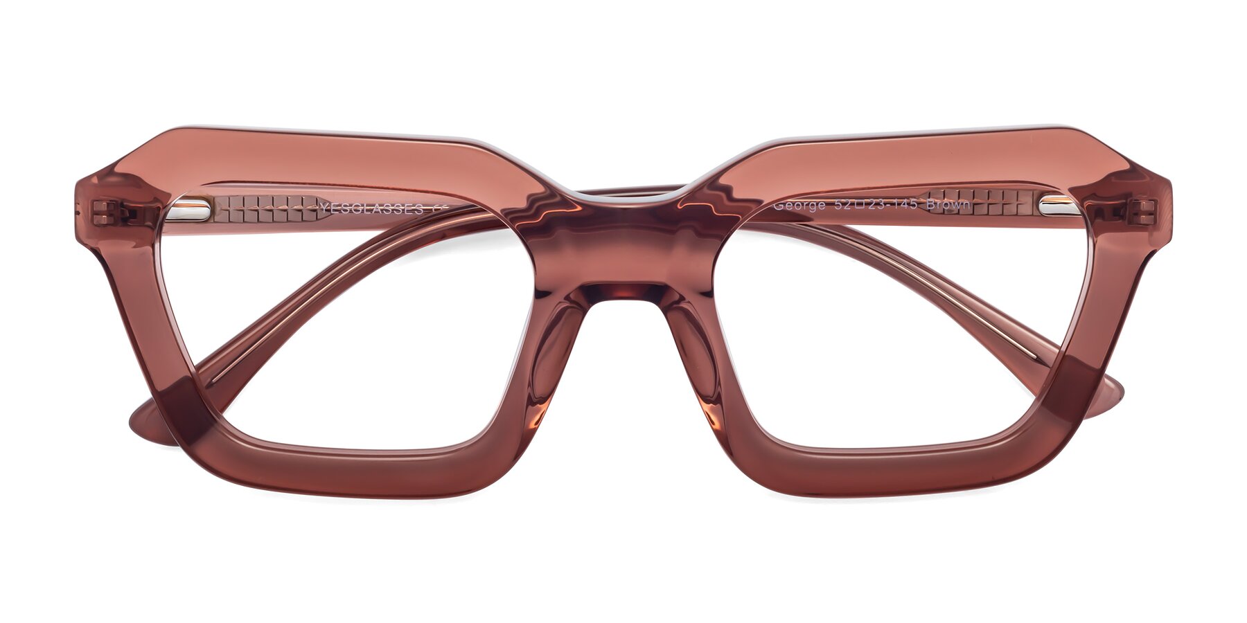 Folded Front of George in Brown with Clear Eyeglass Lenses