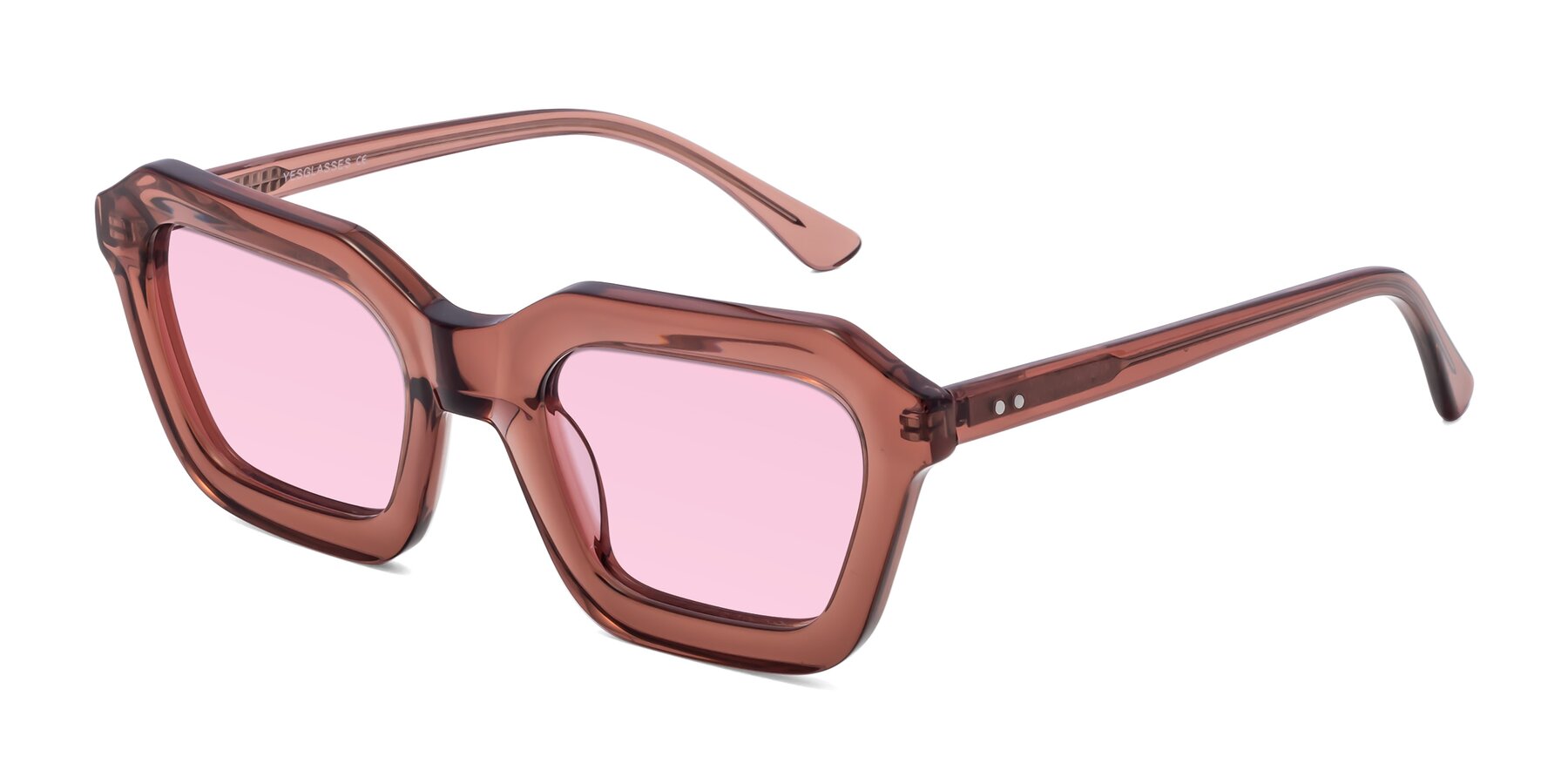 Angle of George in Brown with Light Pink Tinted Lenses
