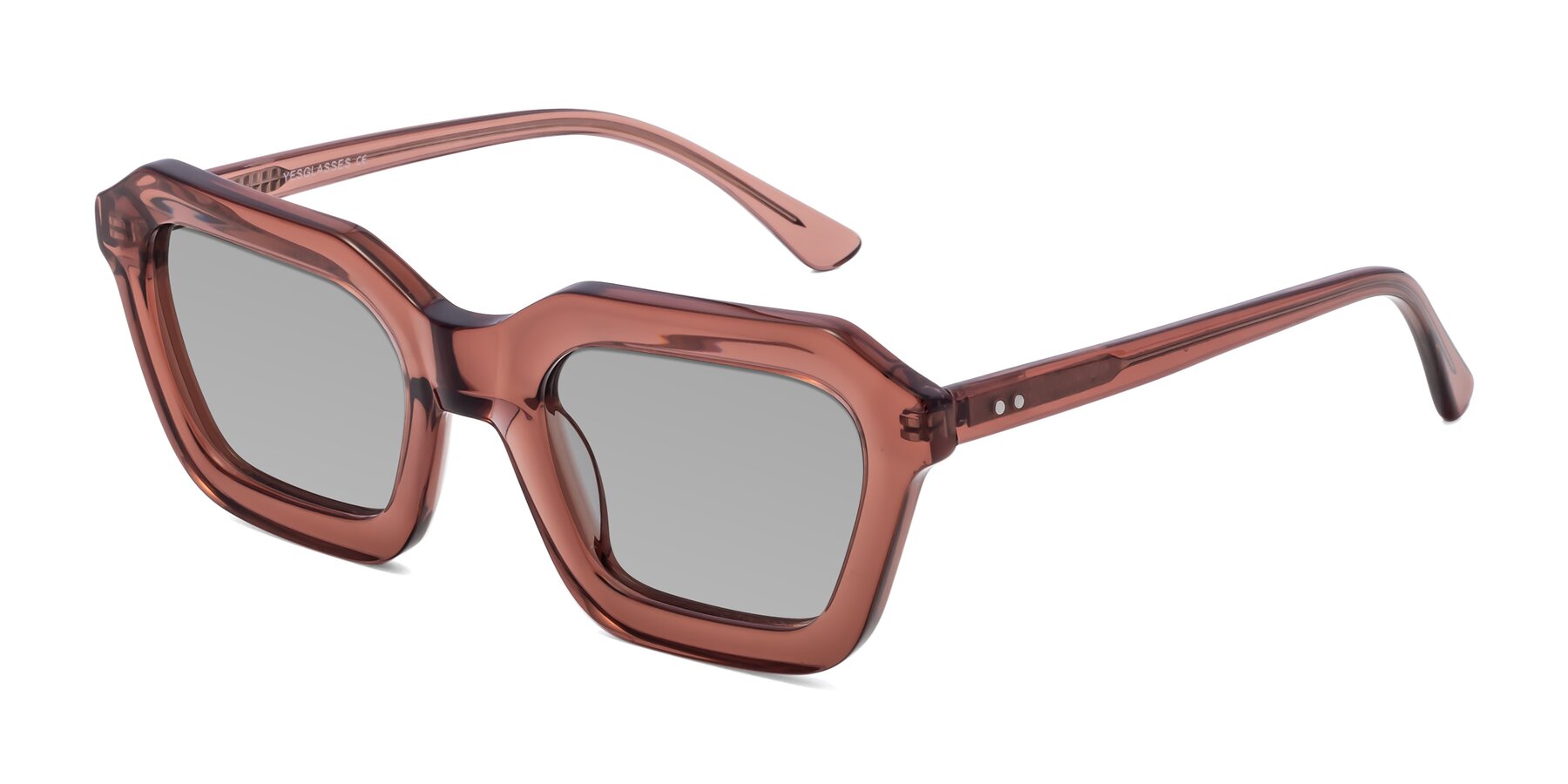 Angle of George in Brown with Light Gray Tinted Lenses