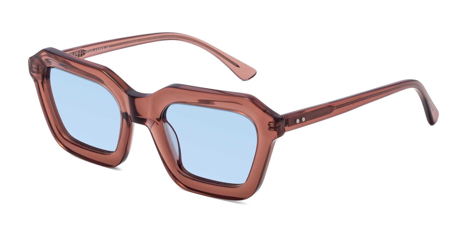 Angle of George in Brown with Light Blue Tinted Lenses