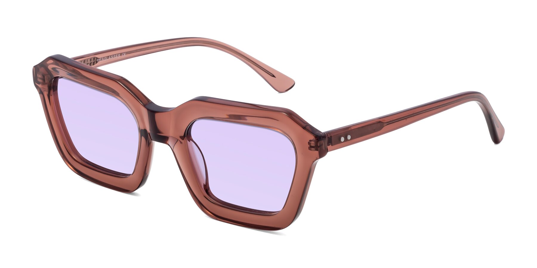 Angle of George in Brown with Light Purple Tinted Lenses