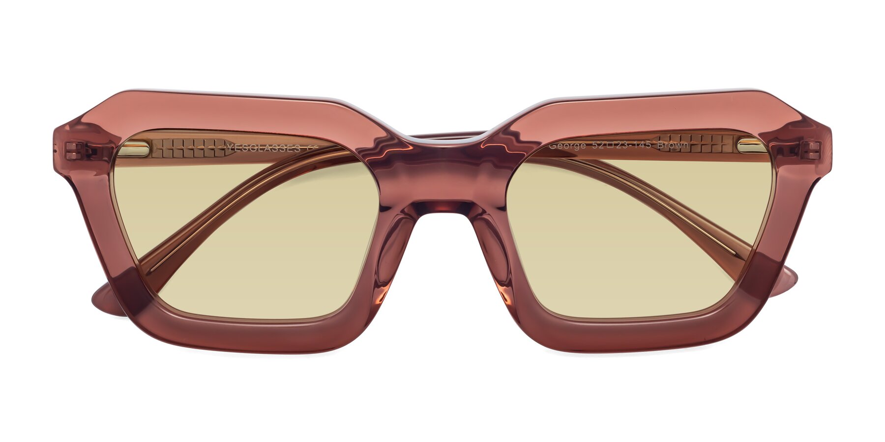 Folded Front of George in Brown with Light Champagne Tinted Lenses