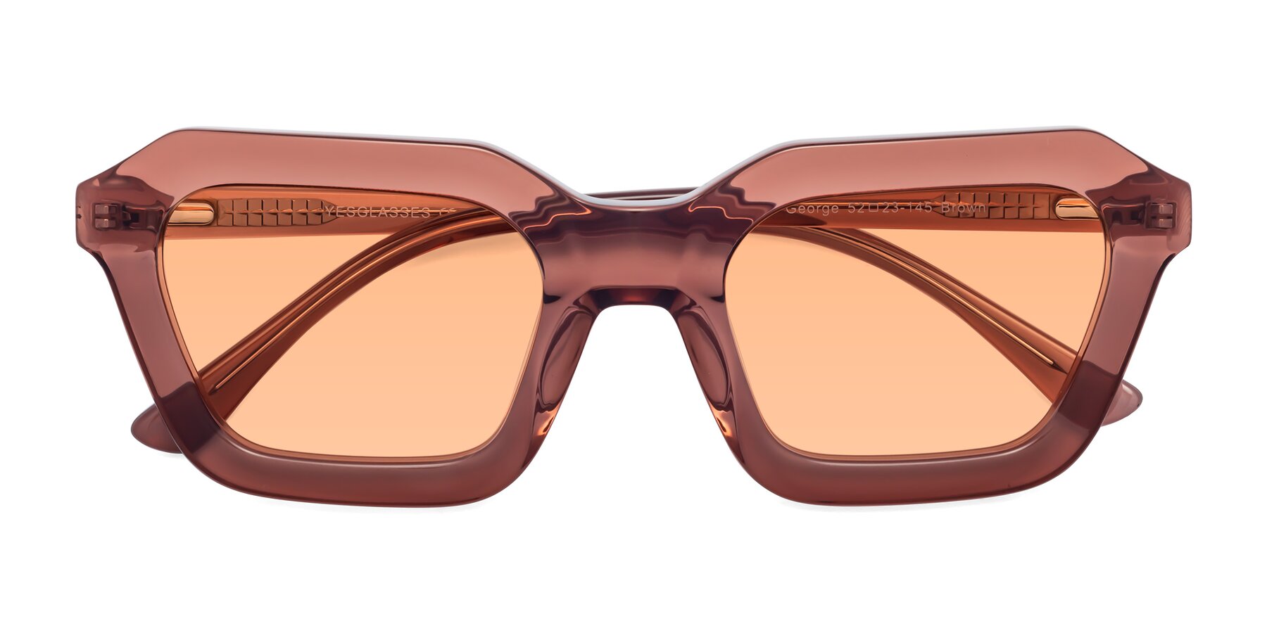 Folded Front of George in Brown with Light Orange Tinted Lenses