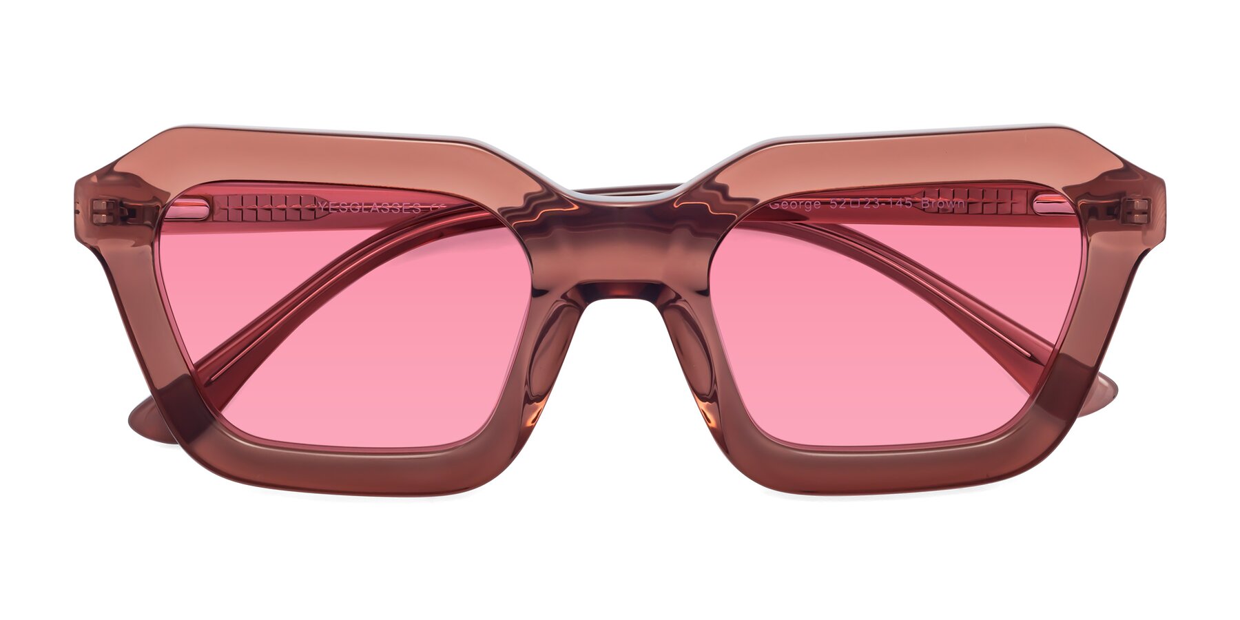 Folded Front of George in Brown with Pink Tinted Lenses