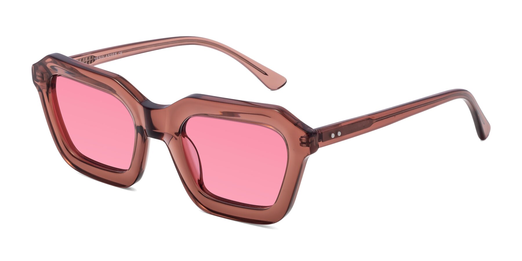 Angle of George in Brown with Pink Tinted Lenses