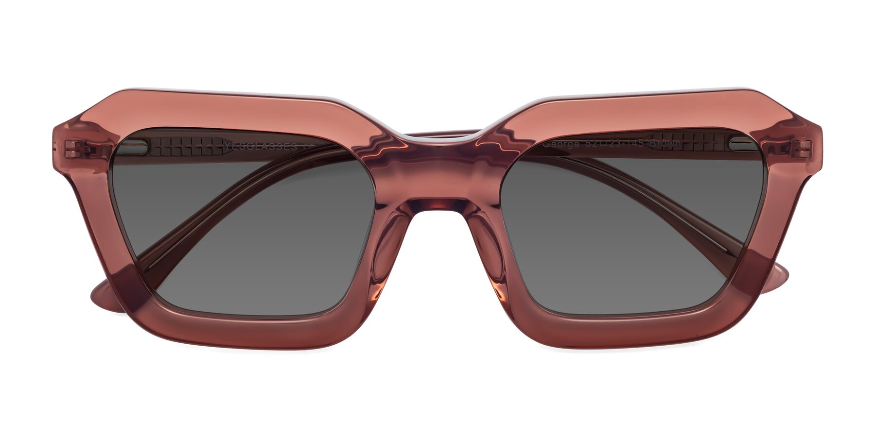 Folded Front of George in Brown with Medium Gray Tinted Lenses