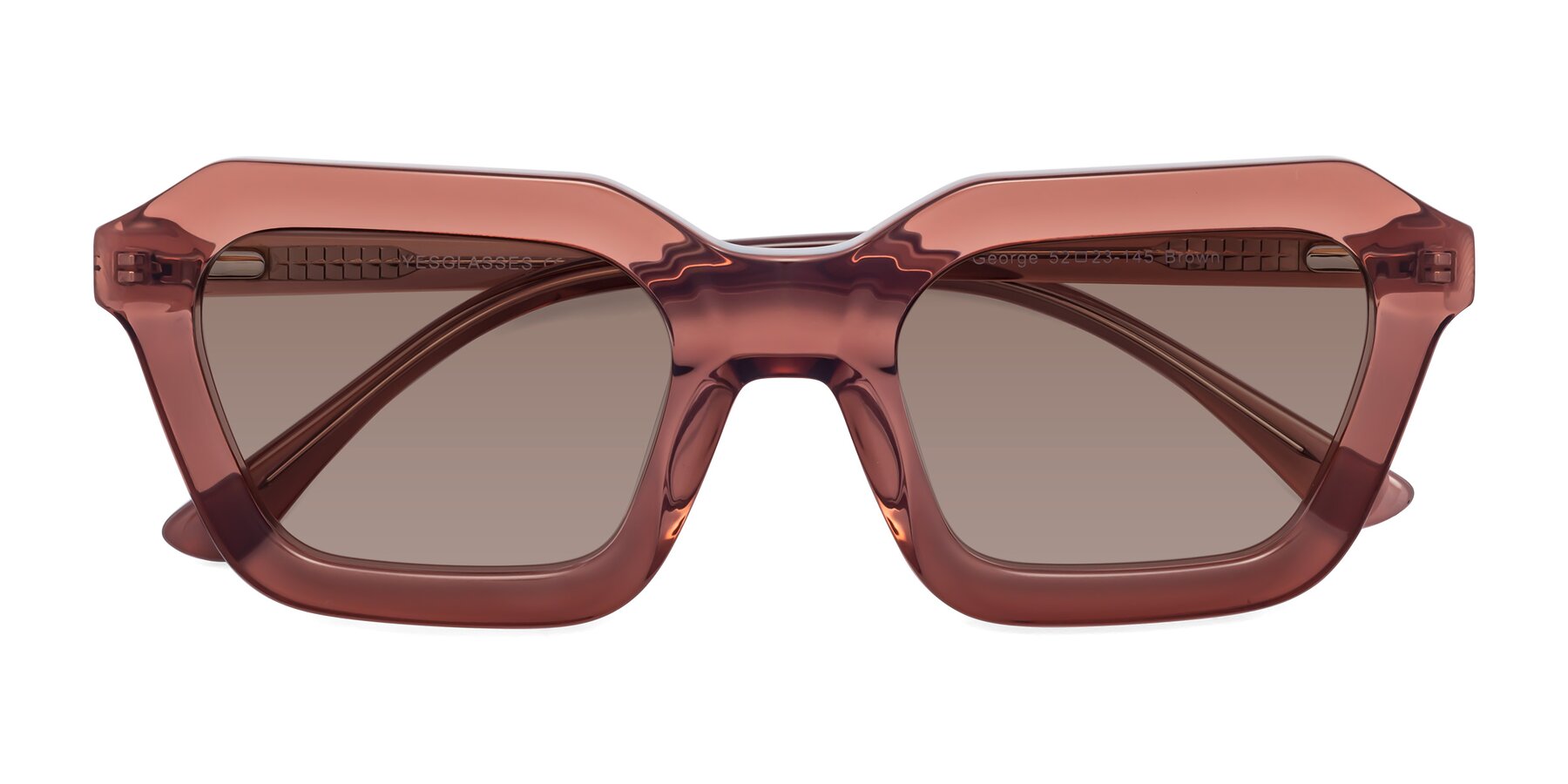 Folded Front of George in Brown with Medium Brown Tinted Lenses