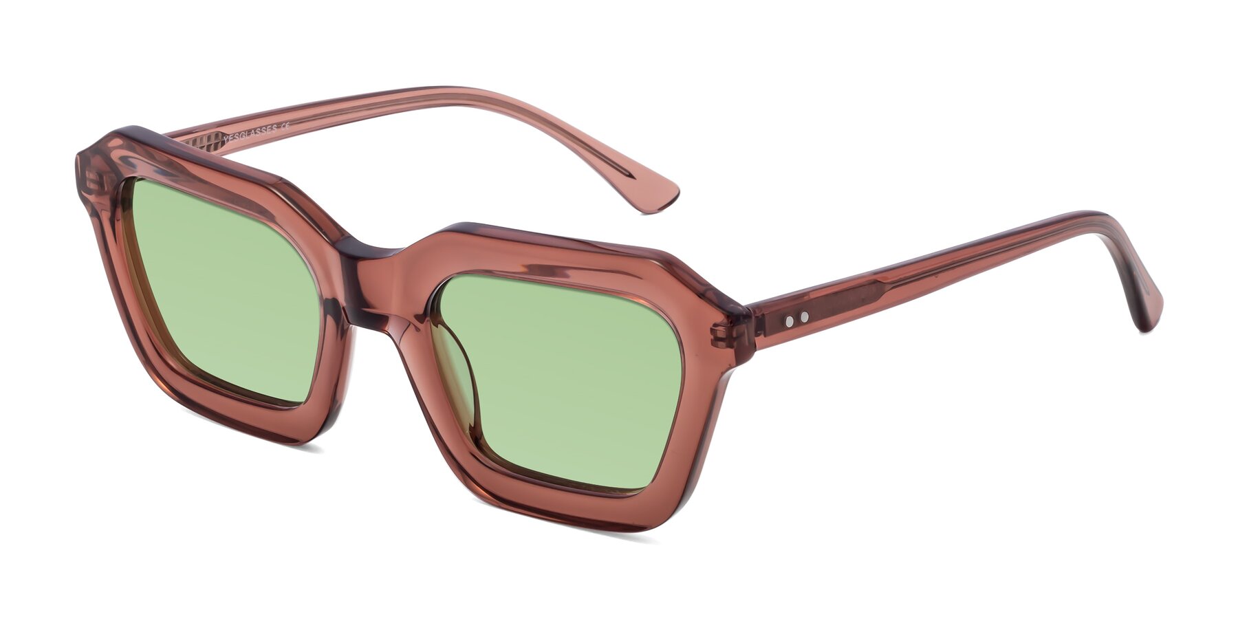 Angle of George in Brown with Medium Green Tinted Lenses