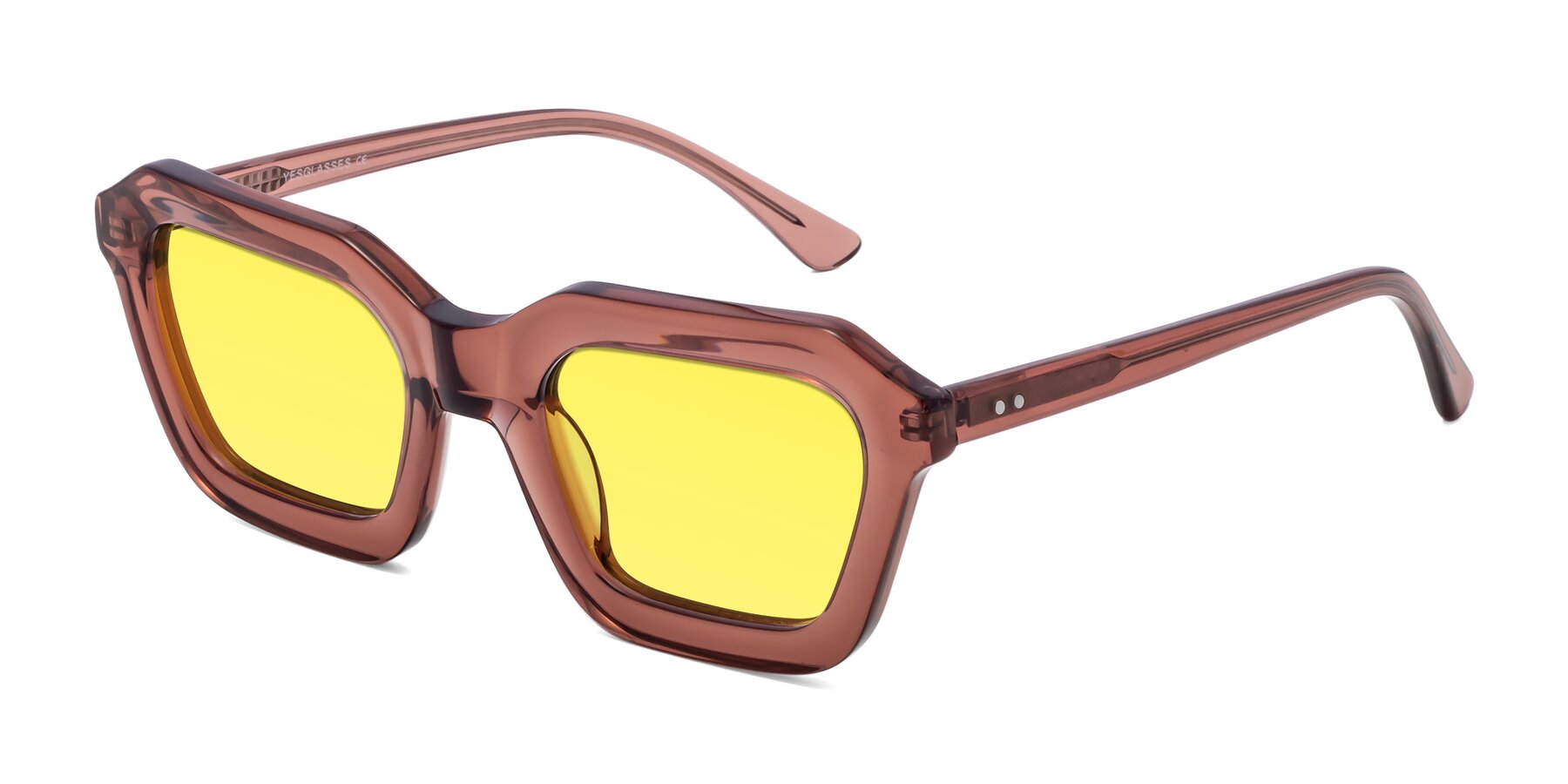 Angle of George in Brown with Medium Yellow Tinted Lenses